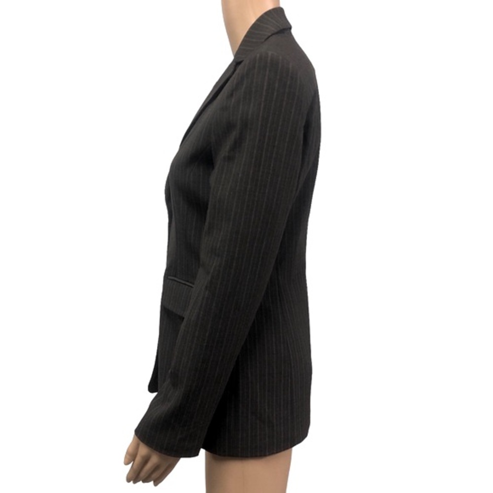 The Limited Stretch Brown Pinstripe 2 Button Blazer Suit Jacket Womens XS New - Picture 4 of 9